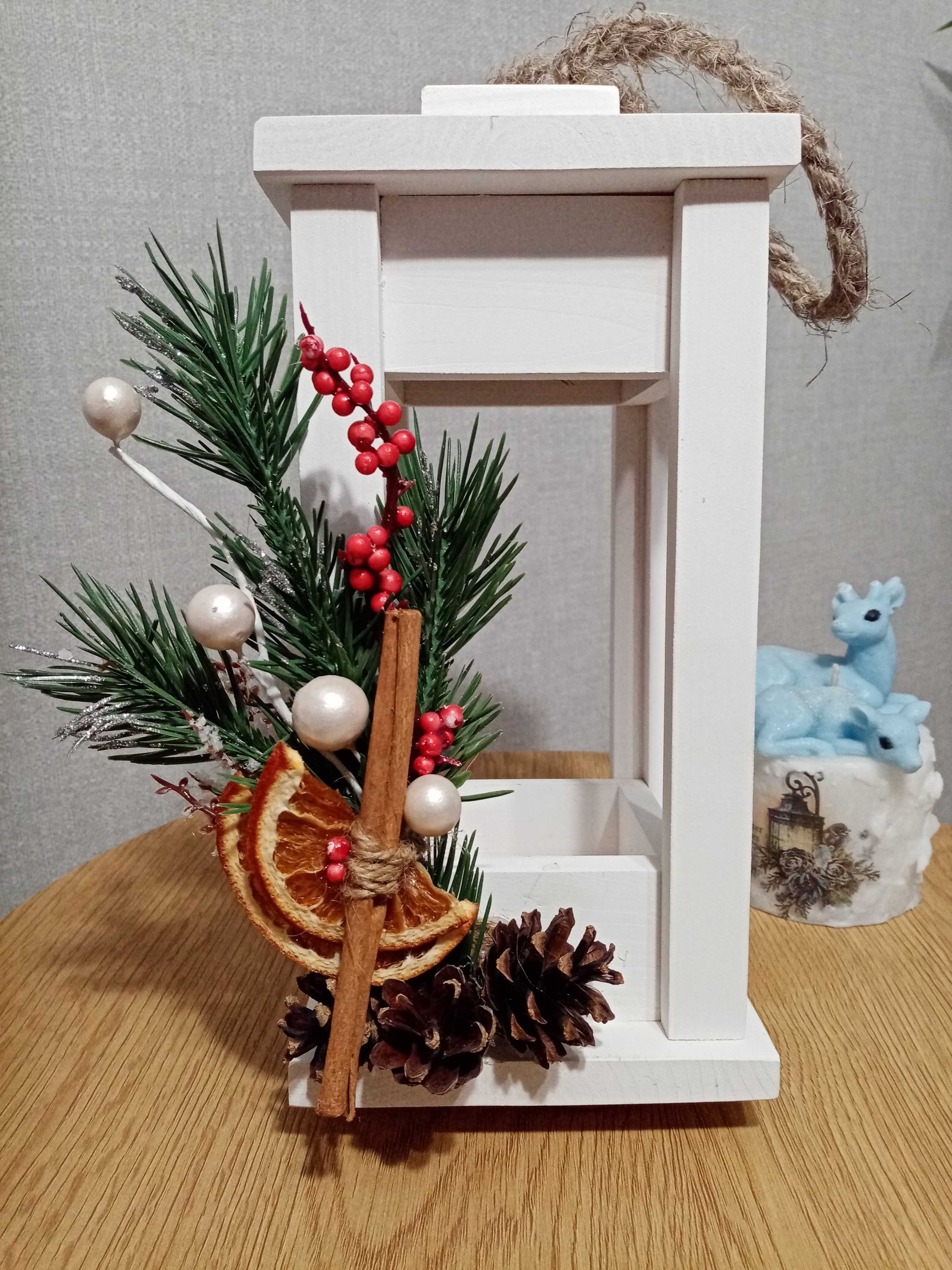 Ліхтар дерев'яний, новорічний декор, подарунок, підсвічник