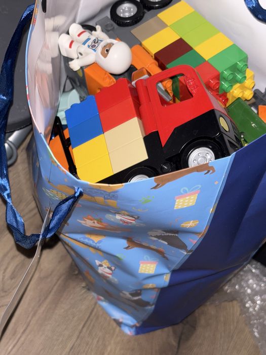 lego duplo pociag tory pojazdy traktor smieciarka