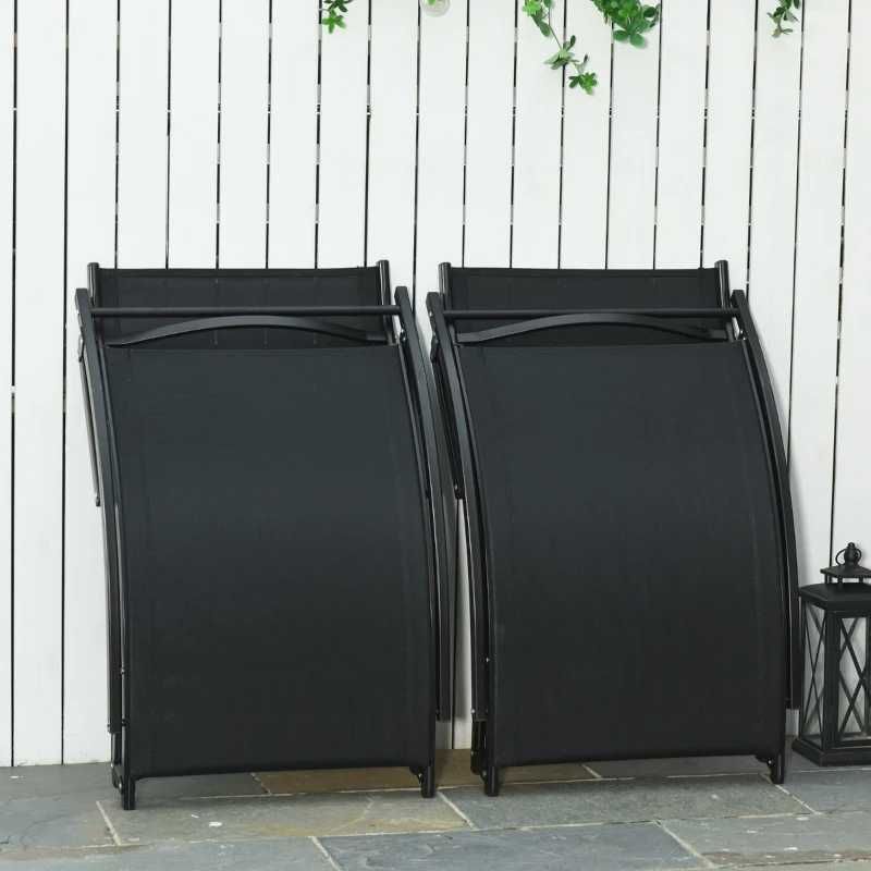 2 espreguiçadeiras ergonómicas dobráveis em forma de S - Preto