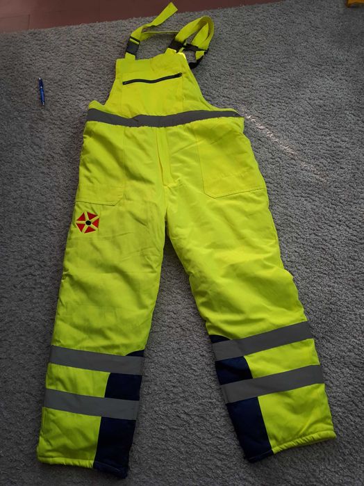 Spodnie robocze ocieplane odblaskowe ogrodniczki, XXL, 180- 188 cm