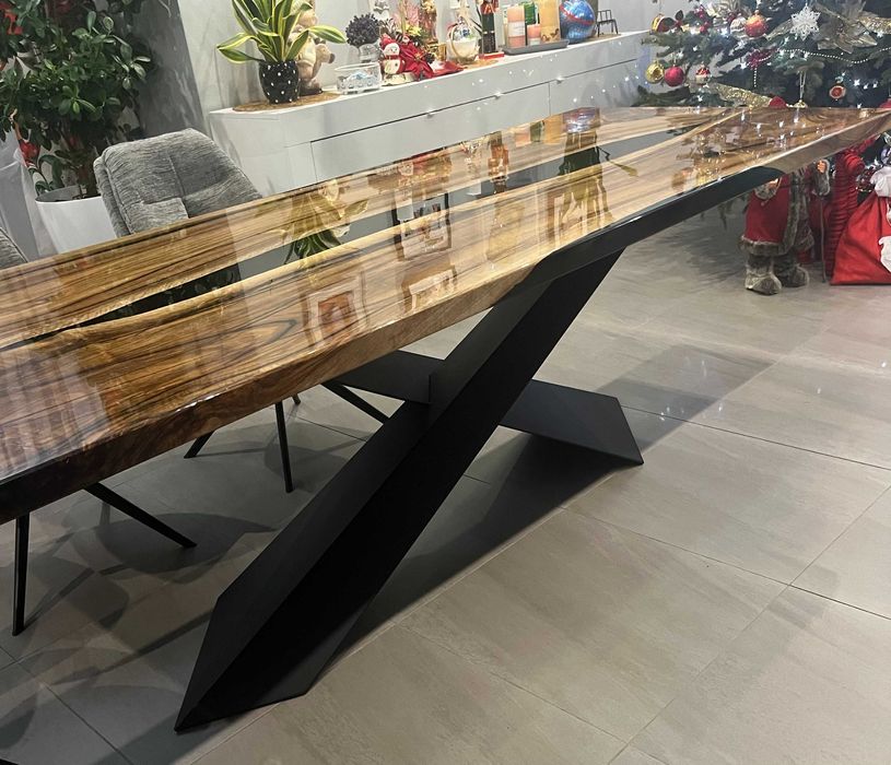 Duży stół do jadalni, do salonu orzech włoski żywica dąb #46