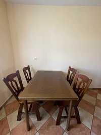 Stół 120x80 (rozkładany) plus cztery krzesła