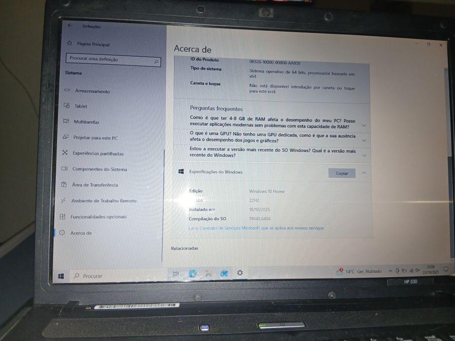 Portatil HP 530 Notebook