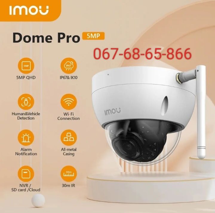 Купольна  Wi-Fi IP відеокамера 5Mp Imou Dahua Dome Pro IPC-D52MIR