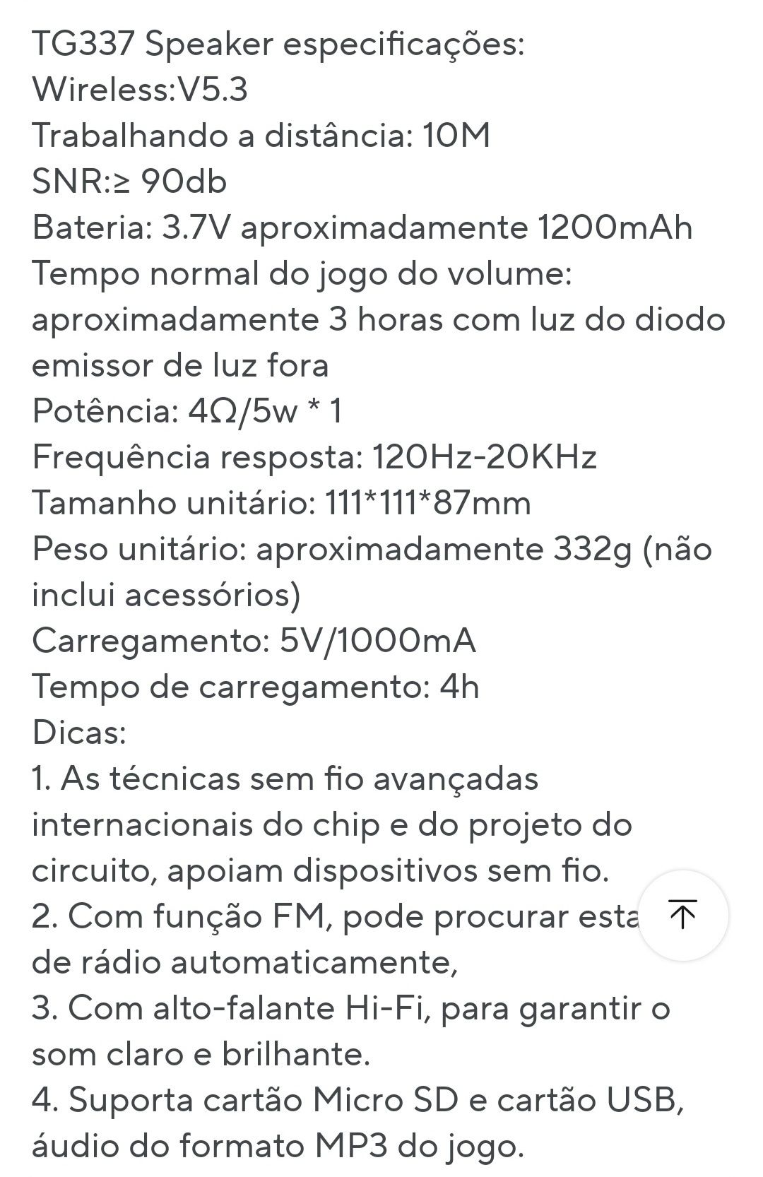 Coluna Bluetooth com Radio FM