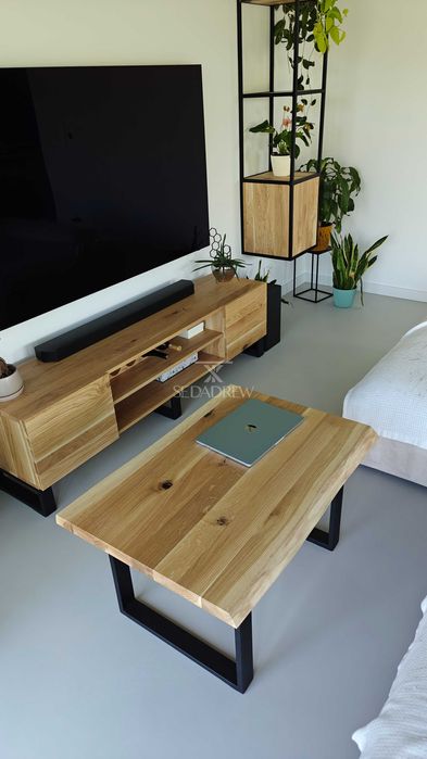 Stół stolik dębowy jesionowy loft rozkładany blat lite drewno