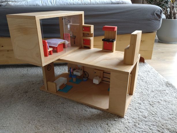 Domek dla lalek, drewniany, nowoczesny design
