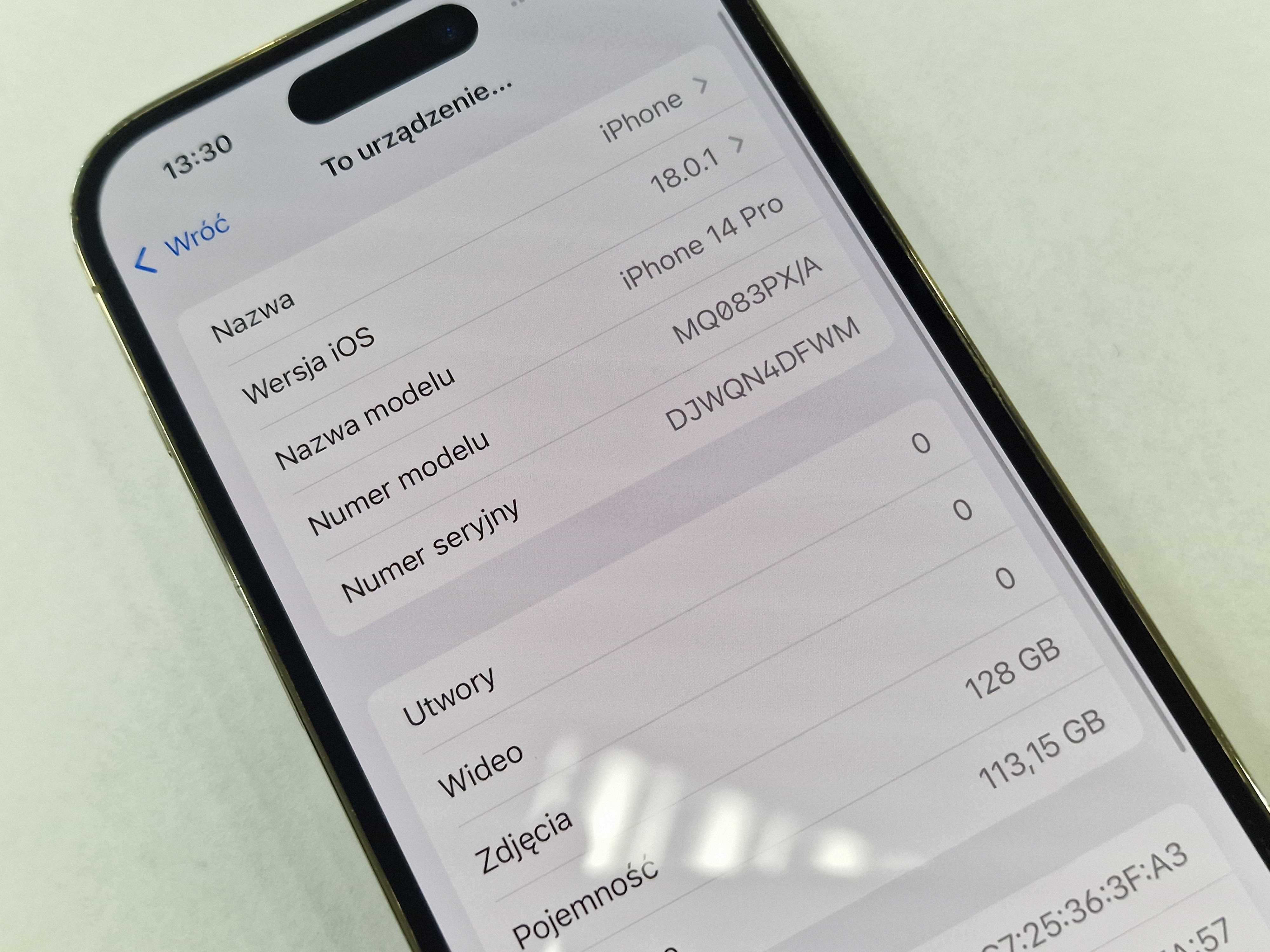 Iphone 14 PRO 128GB/ Gold/ Złoty/ BAT 85%/ Grade A- + ładowarka