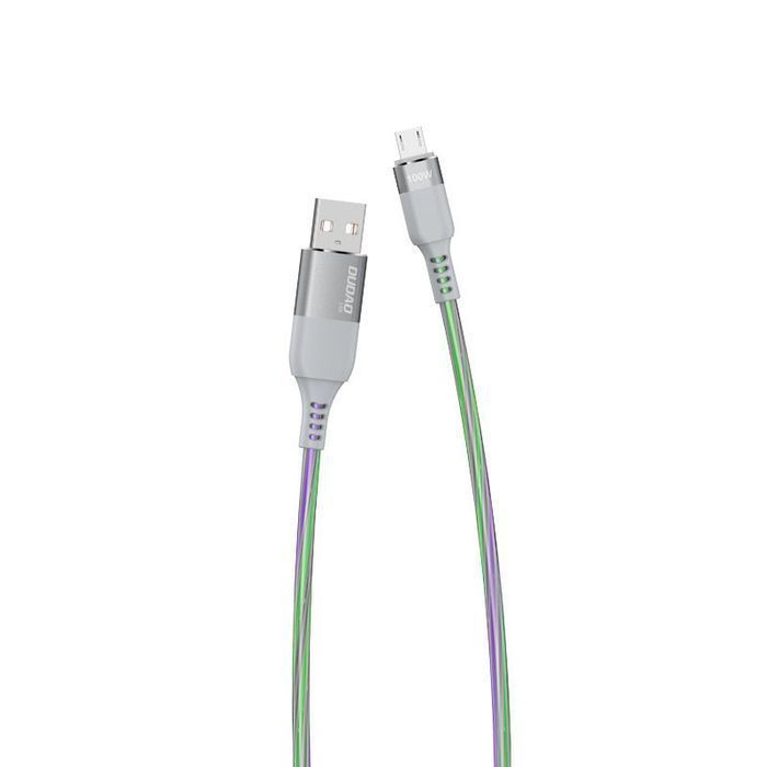 Kabel USB z diodami LED - Dudao Micro USB 5A 1m Szary