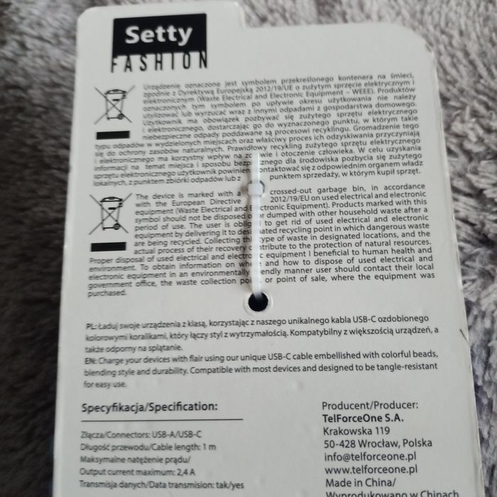 Przewód do telefonu USB -A USB -C