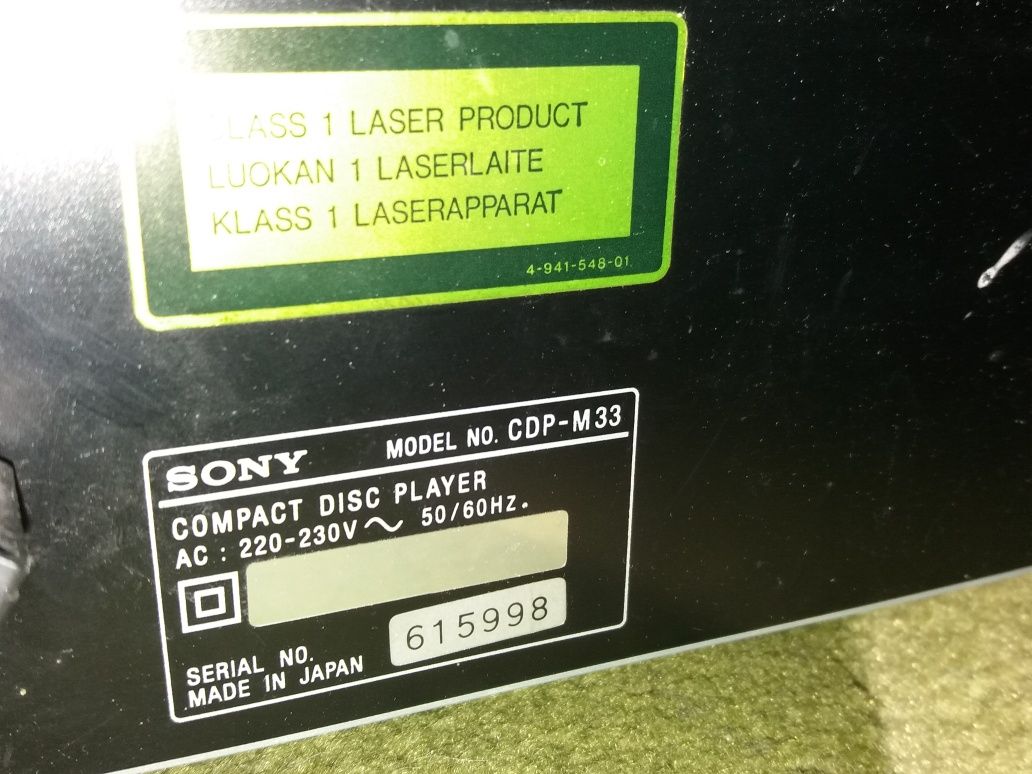 Програвач  CD дисків : Sony. NO.CDP-M 33