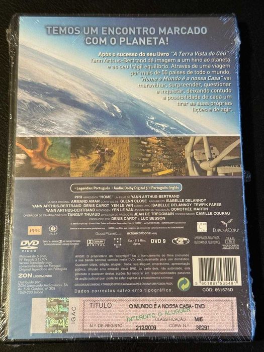 DVD do filme "Home: O Mundo é a Nossa Casa"