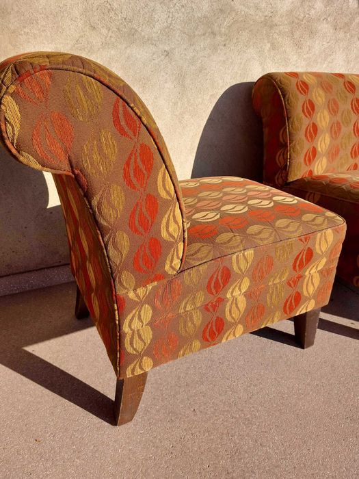 Fotele Piękne Vintage Kawowe Unikalny wzór komplet