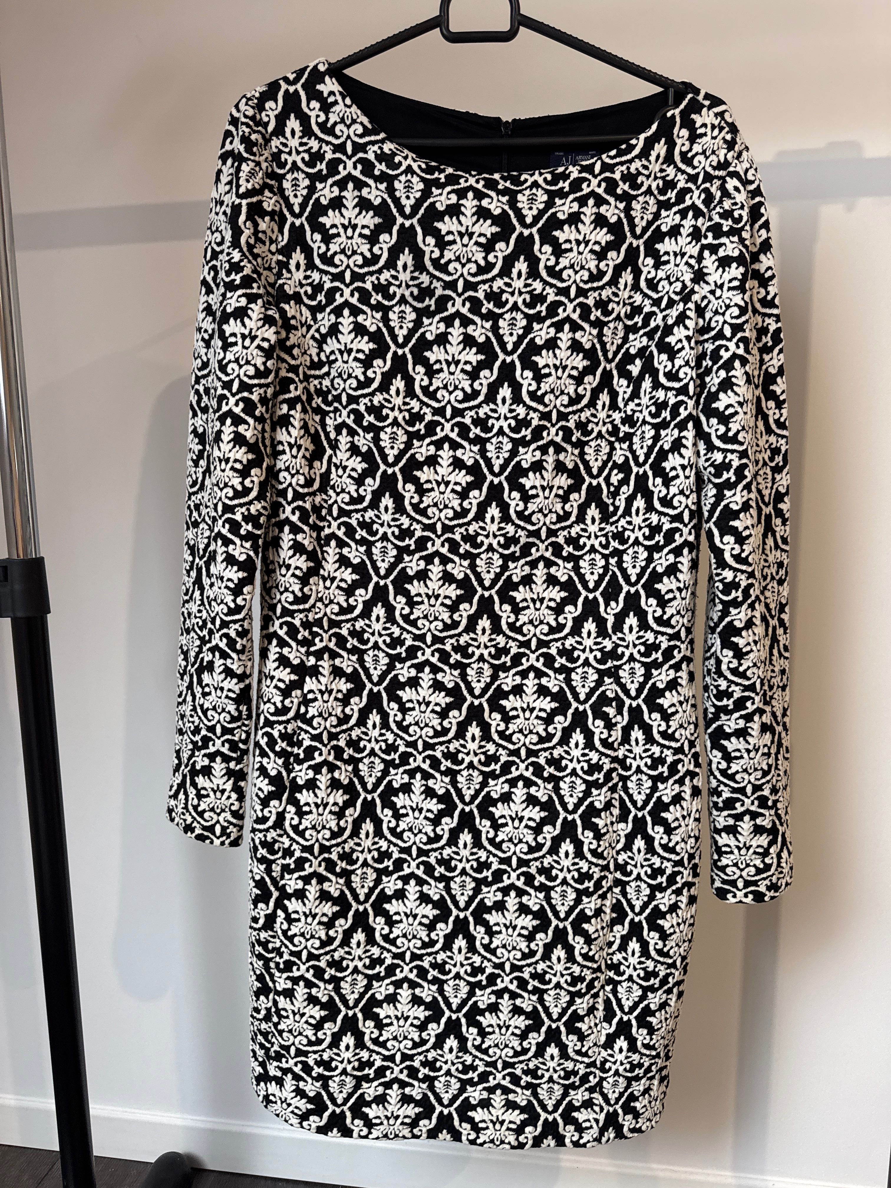 Armani Jeans sukienka wzory biało-czarne teksturowana 40/L