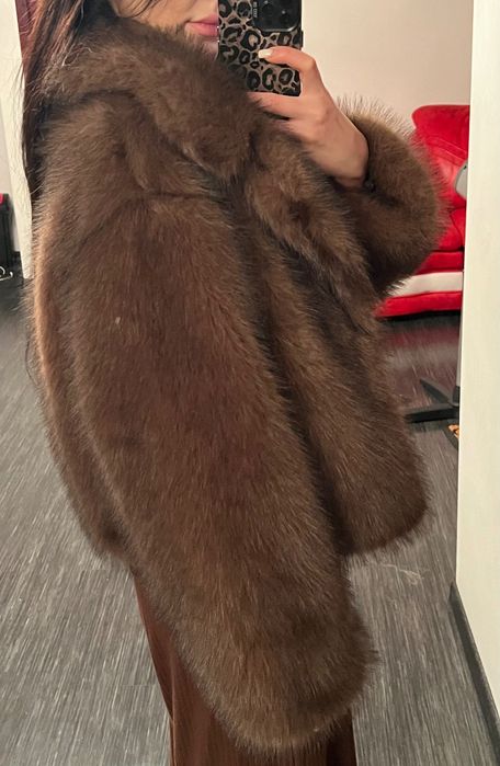 Шоколадна еко шубка в стилі ZARA