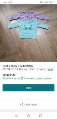 Next 2 bluzy 3-6 miesięcy