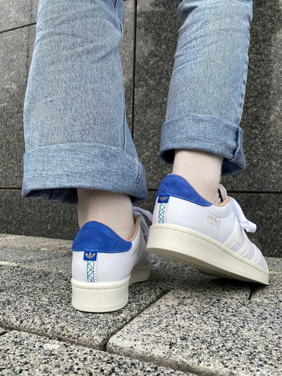 Кроссовки Adidas Superstar White Blue 36-45 Хит Сезона! Наложка!