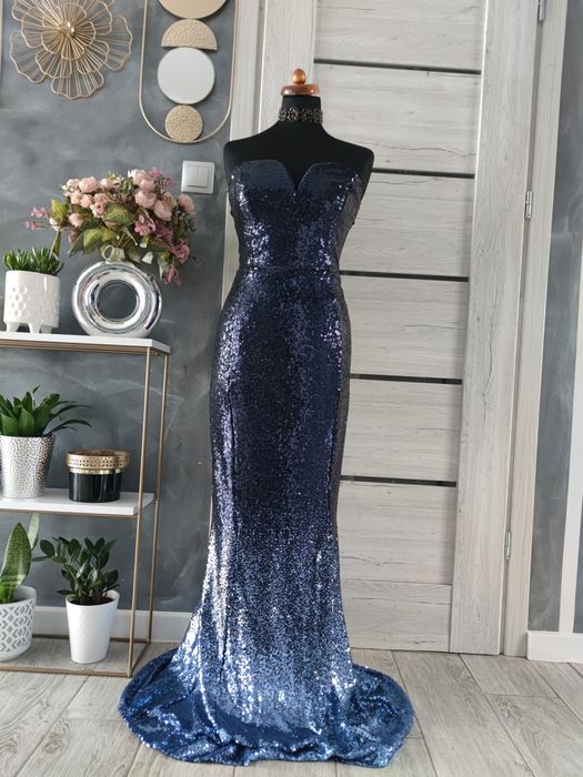 Długa sexy suknia sukienka wieczorowa balowa rozmiar xl 42  ombre