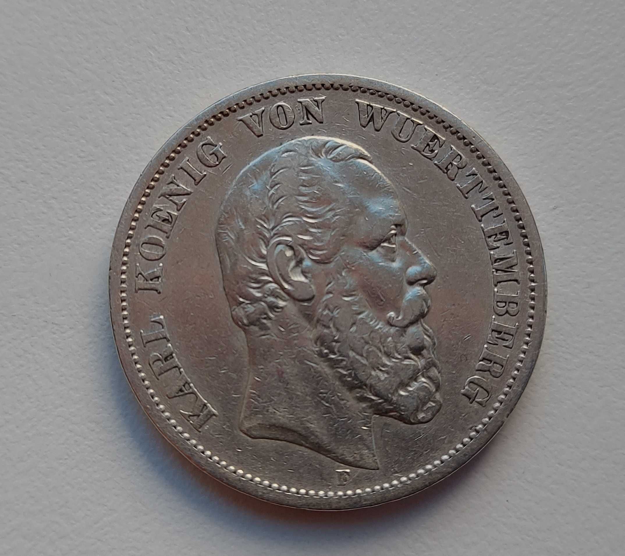Німеччина 5 марок 1874 р. Вюртемберг срібло