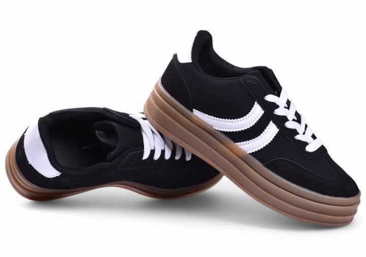 Buty Damskie Sportowe Sneakersy na platformie G Gazelee Czarne r.36