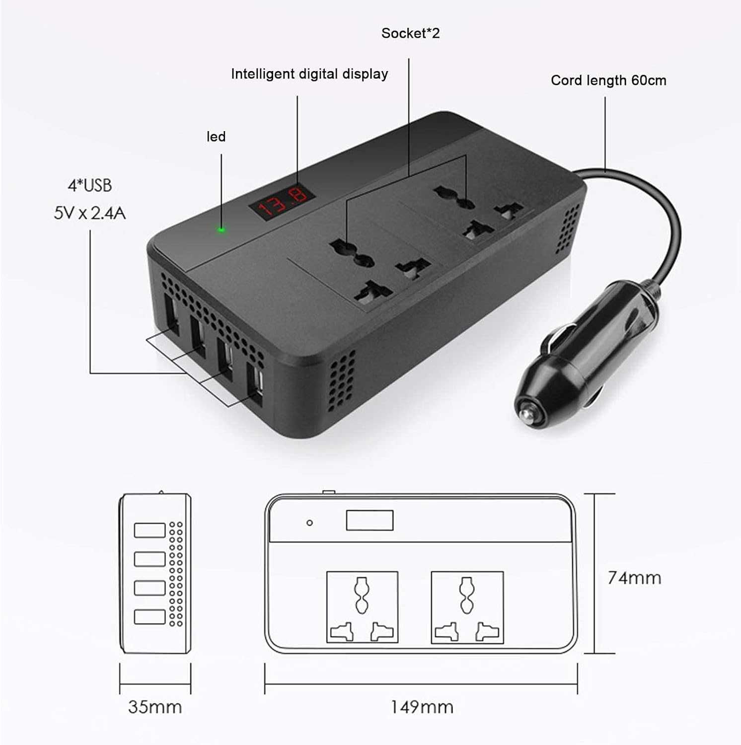 Автомобильный инвертор 12V в 110V/220V.