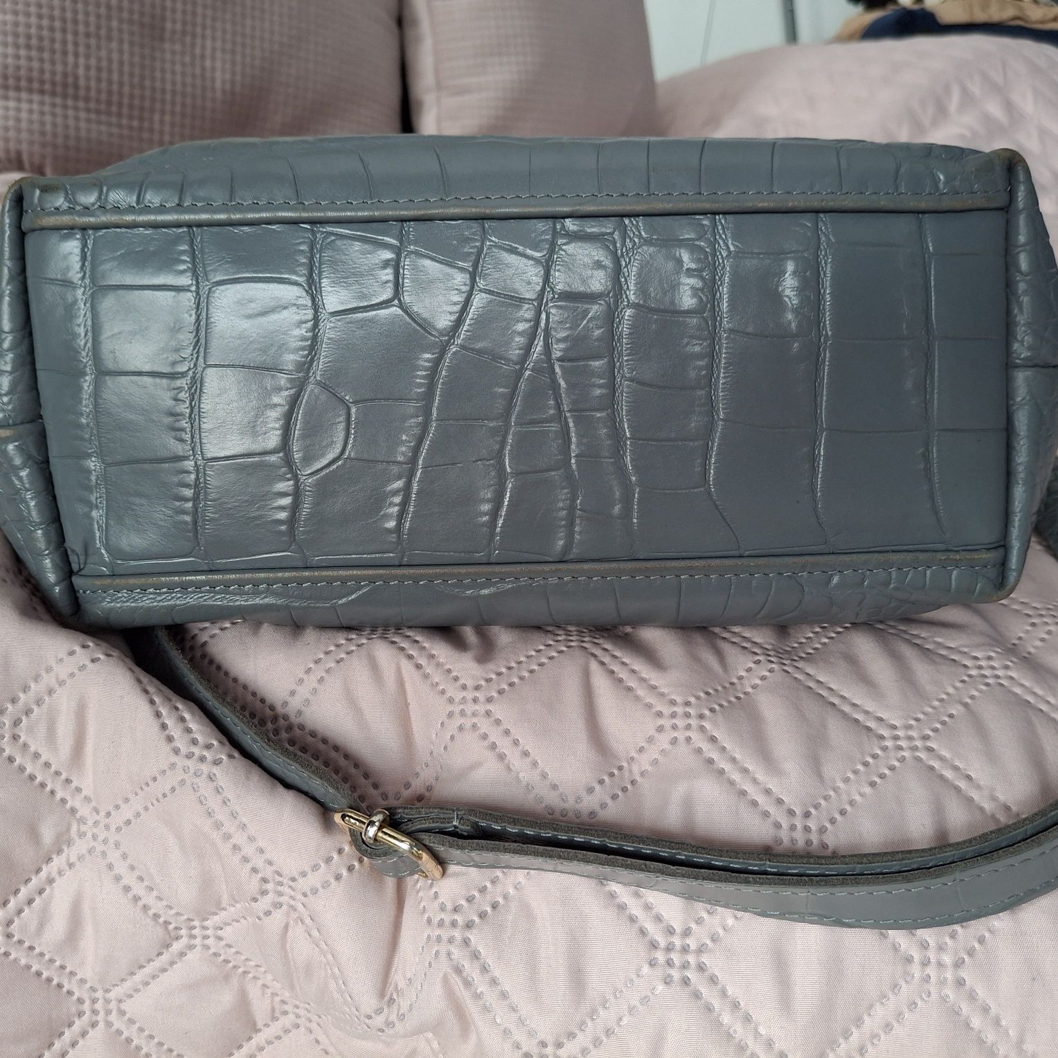 Torebka shopper Fabiola Skóra szara croco