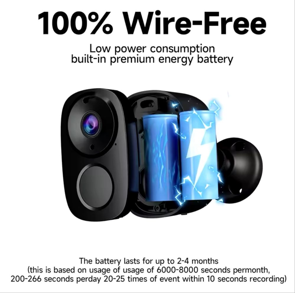 Wi-Fi камера HEIYOUCAM 2k, IP66, із вбудованим акумулятором