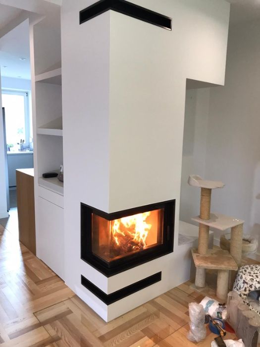 Kominek NOWOCZESNY wkład kominkowy 12 kw narożny + montaż SUPER CENA