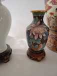 Wazon Chiny, mosiądz, emalia, cloisonne, h:15 cm, z podstawką