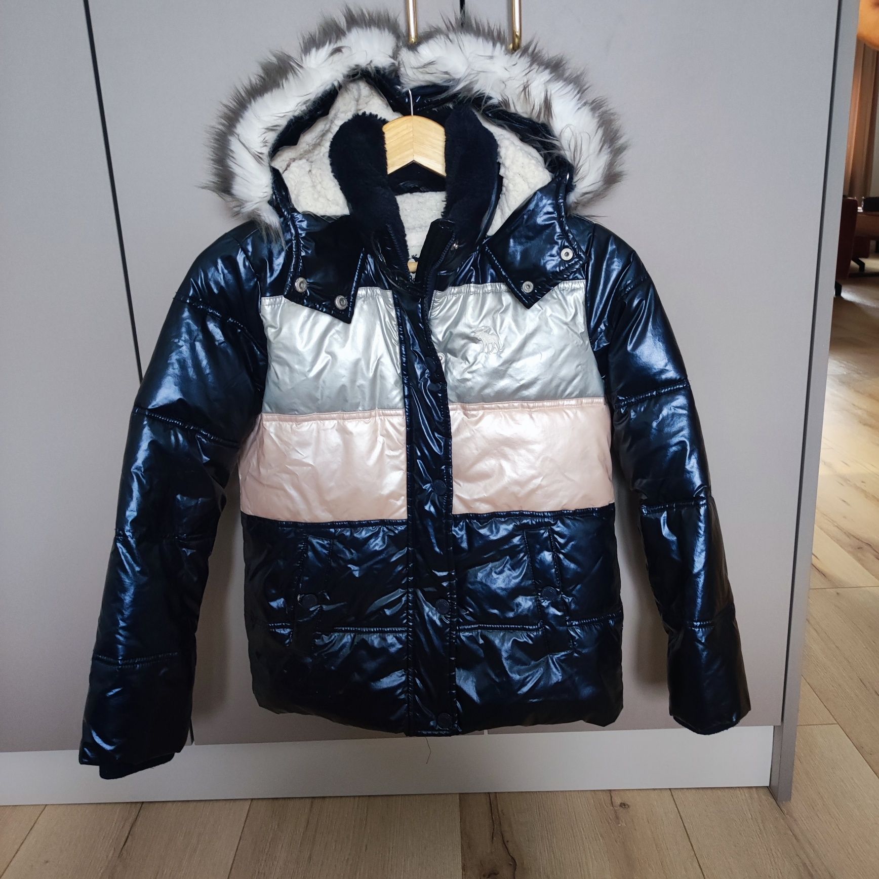 Kurtka zimowa Abercrombie ciepła 9 lat granatowa