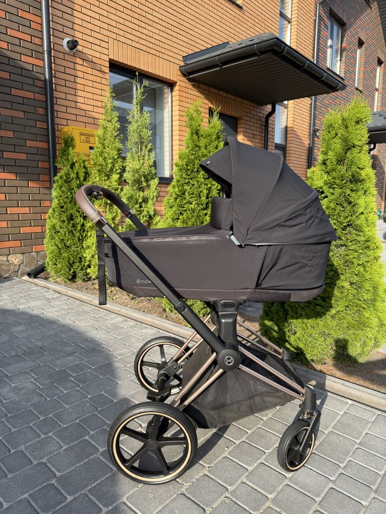 Коляска Cybex Priam 4.0 Sepia Black шасі Rosegold 2 в 1