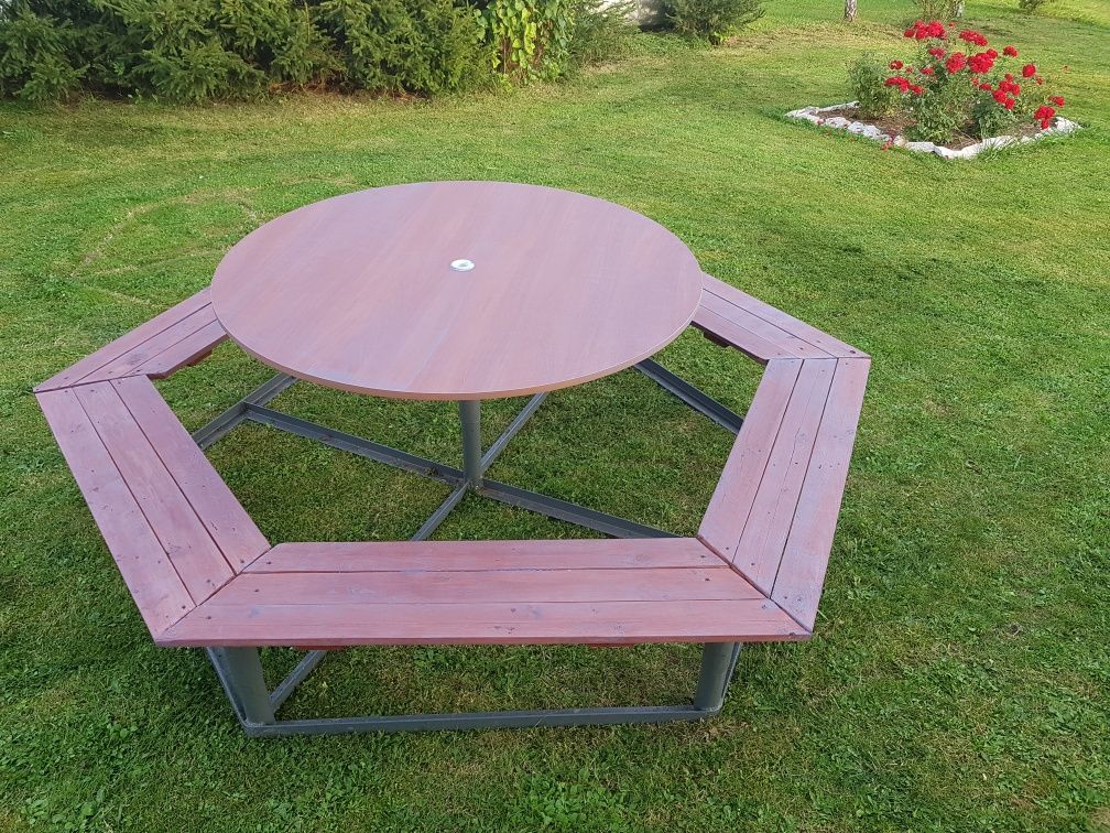 Stół stolik Ławka ogrodowa  sześciokątna 200cm metalowa podstawa