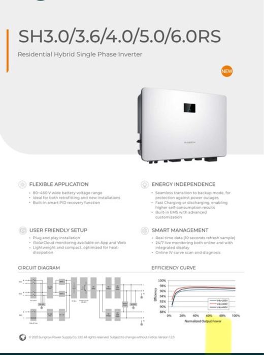 Гібридний високовольтний  інвертор Sungrow ( не Deye) 6 кВт