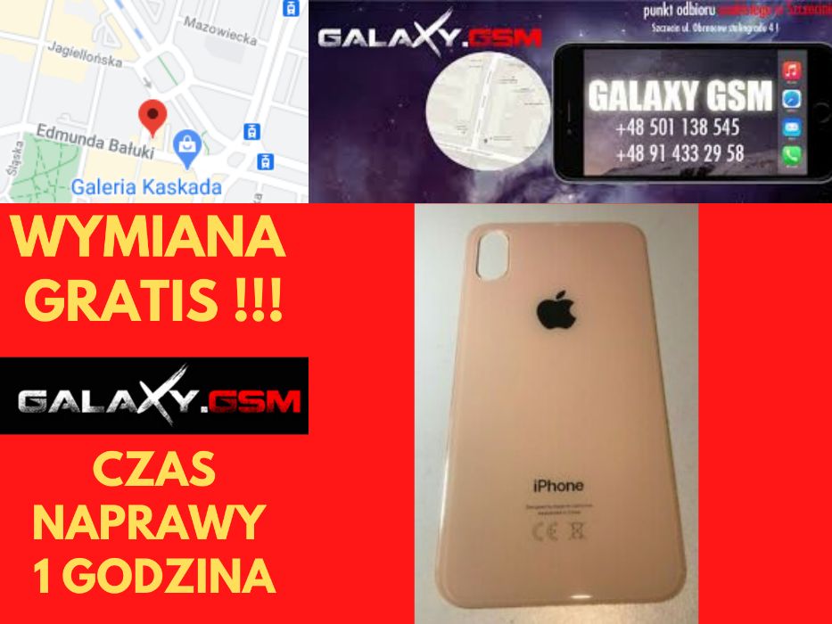 Apple IPHONE XS Max Szklana Klapka Tył Oryginał Wymiana GRATIS Szczeci