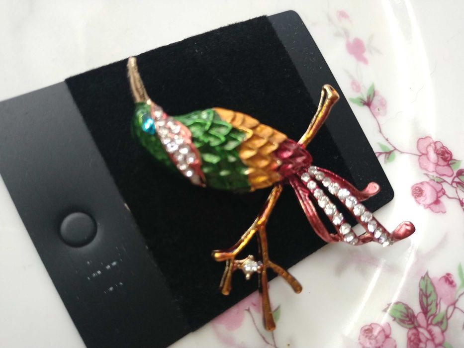 Брошь брошка бижутерия стразы птица