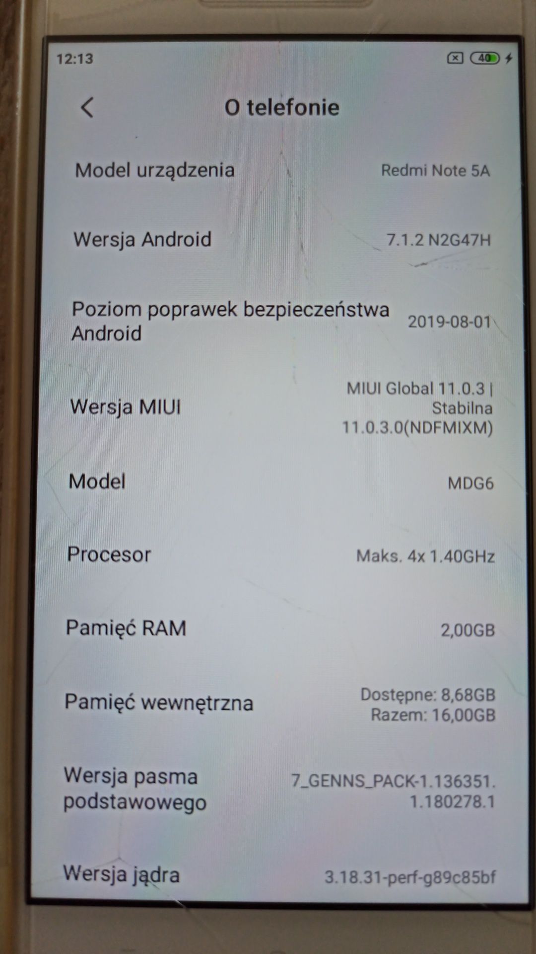 Xiaomi redmi note 5A (2GB/16GB) złoty