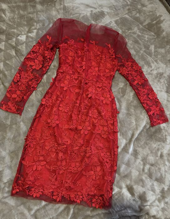 Сукня вечірня червона мереживна 42 р