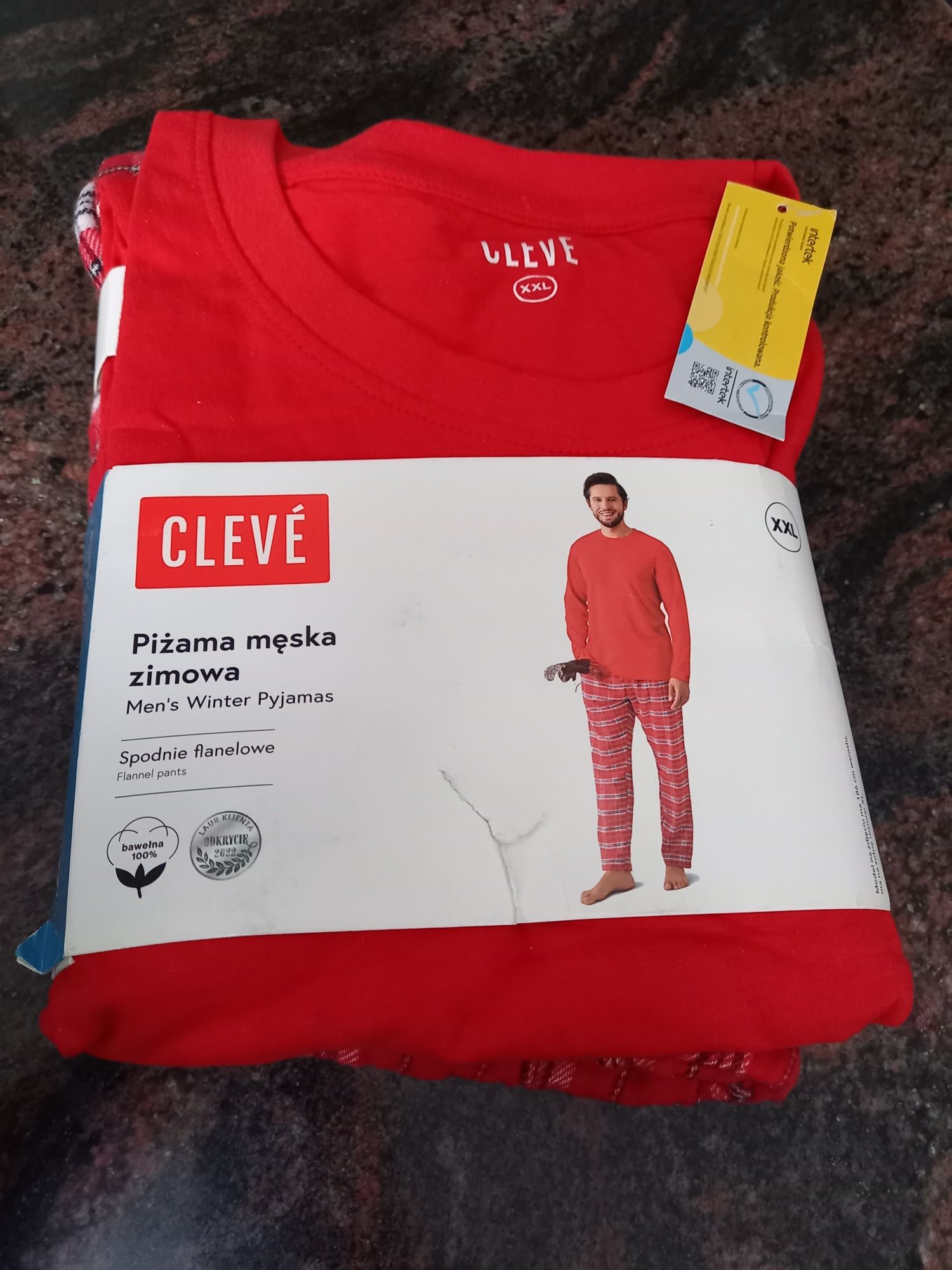 Piżama męska czerwona zimowa bawełniana rozmiar XXL