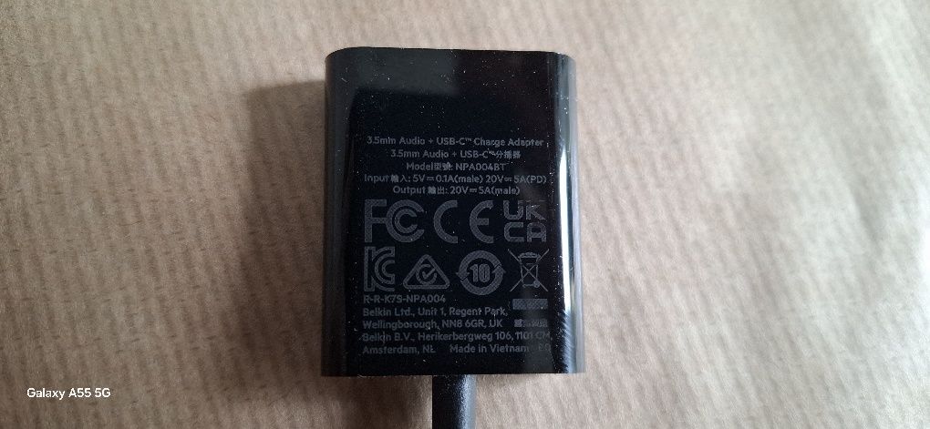 Adapter USB Typ-C - USB Typ-C/Jack 3.5mm BELKIN NPA004BTBK