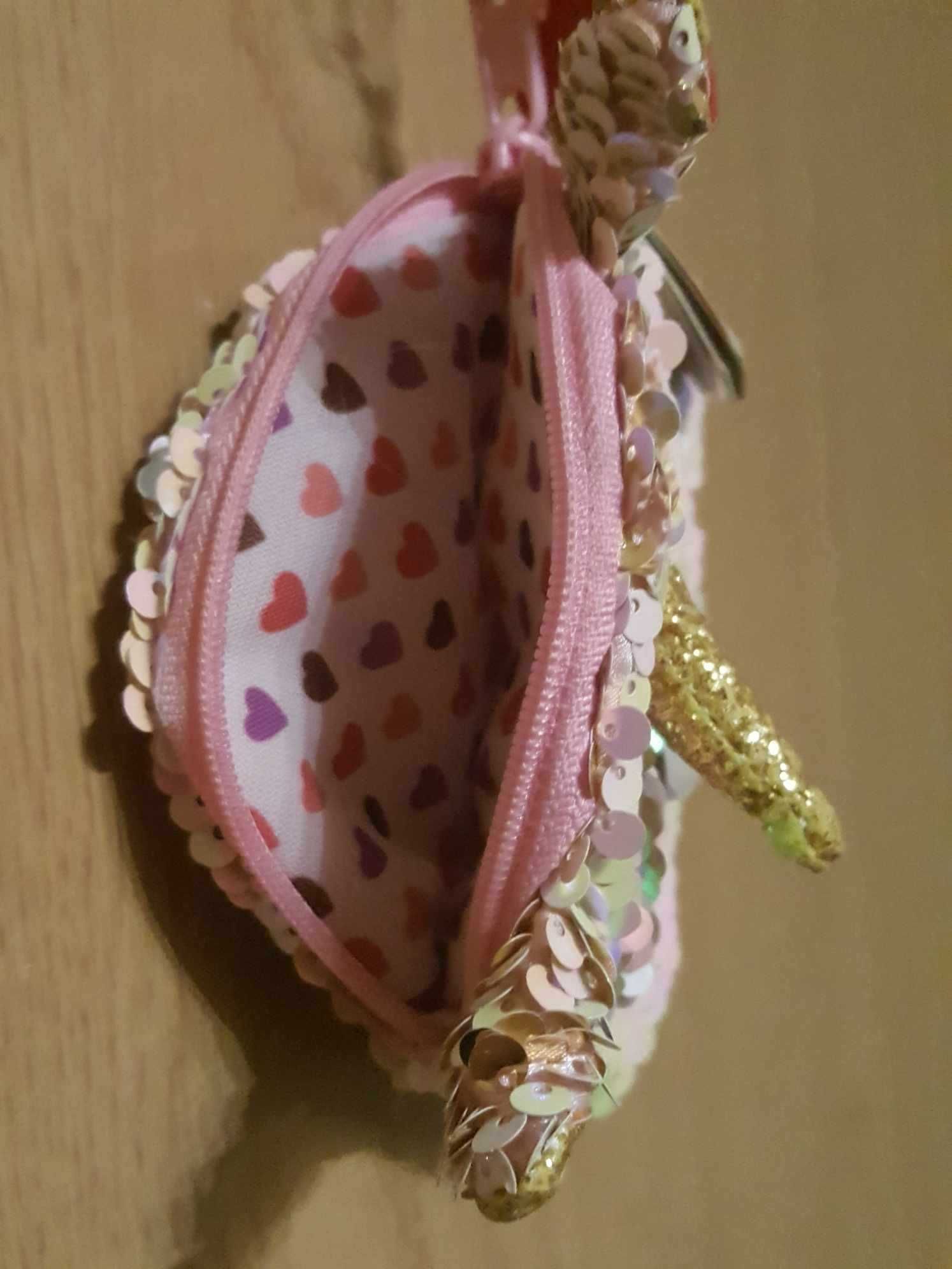 Cekinowy portfelik Jednorożec Torba na nadgarstek różowy Ty Fashion