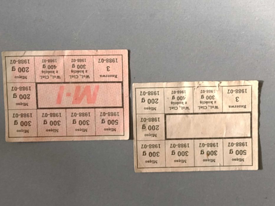 PRL- Kartki Żywnościowe Oryginały z Epoki kolekcja