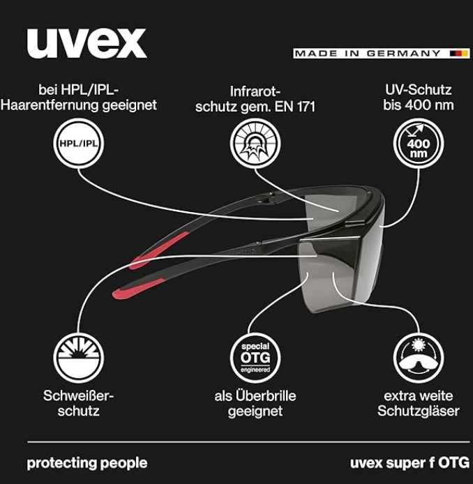 Okulary ochronne Uvex Super f OTG 9169 przed promieniowaniem UV