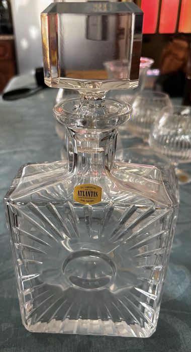 Conjunto de copos e jarro de cristal Atlantis