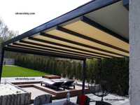 Pergola tarasowa 500x600 Aluminiowa konstrukcja 10 tkanin napęd Somfy