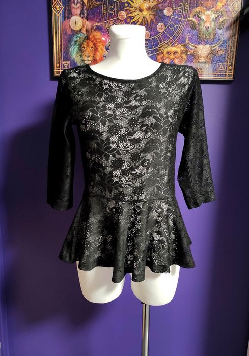 Bluzka koronkowa czarna Goth S