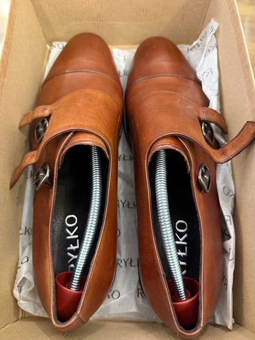 Półbuty Ryłko IPSJ02 brąz skórzane monki klasa