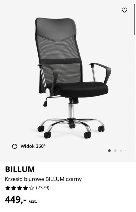Krzesło biurowe BILLUM czarny JYSK *BŁAHA wada fabryczna*