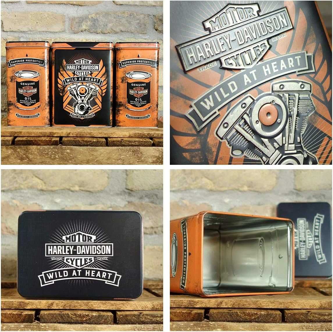 Caixa em Lata - Estilo Retro - Tema Harley Davidson - 3 Lt's