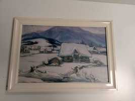Obraz Władysław Ślewiński Chałupy w Śniegu