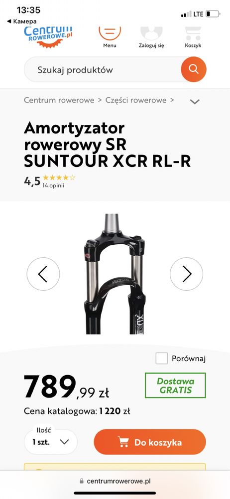 Amortyzator rowerowy SR SUNTOUR XCR 27.5